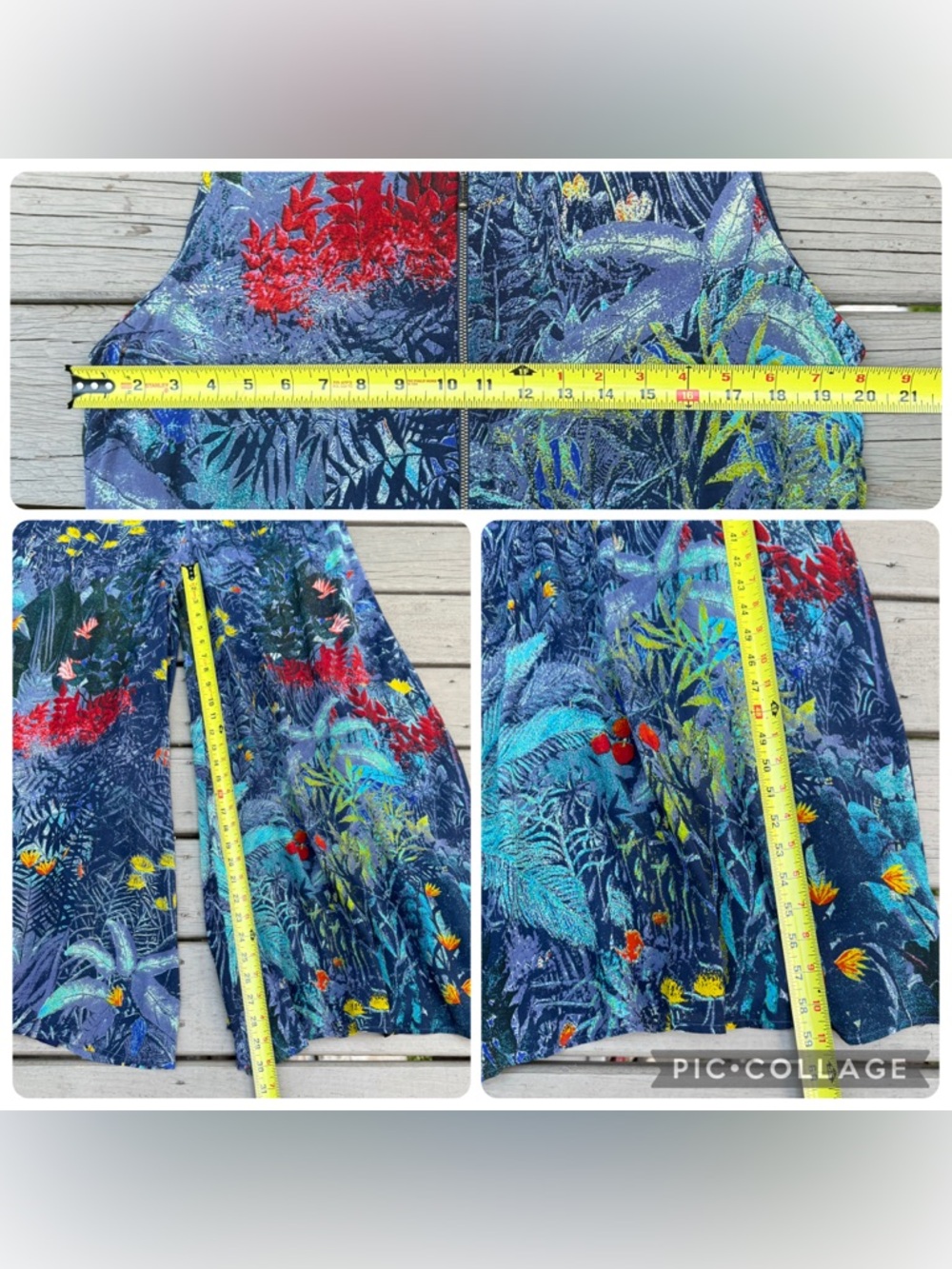Label by Ritu Kumar Blue Floral Zip Up Flared Jumpsuit size M - Picture 16 of 16